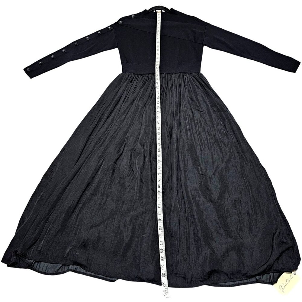 Portrait Courtside Dress Black Long Sleeve Button Detail M - Picture 9 of 11